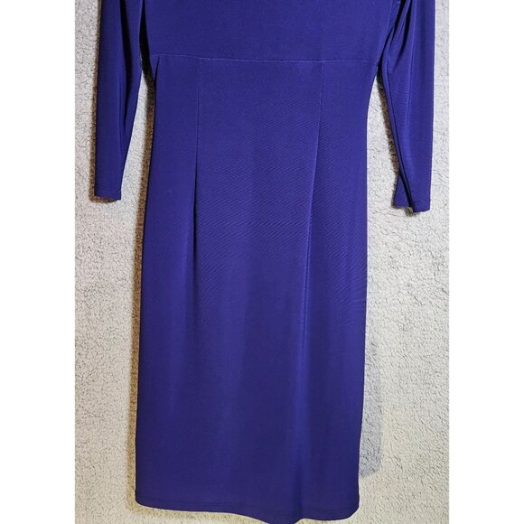 Ralph Lauren Purple Draped Jersey Long Sleeve Cocktail Dress Size 2 - Picture 5 of 14